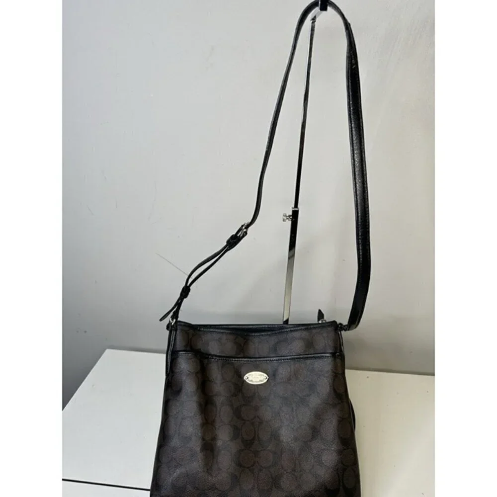 Coach Crossbody Leather Bag - Dark Brown
